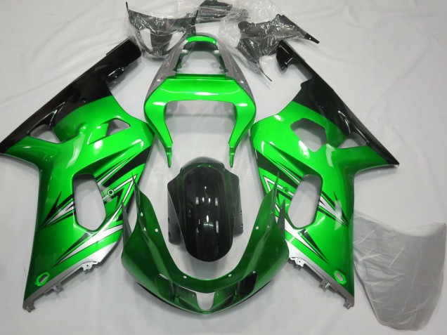 2001-2003 Suzuki GSXR 600 / GSXR 750 Motorcycle Fairings - Green Silver Glossy Black UK