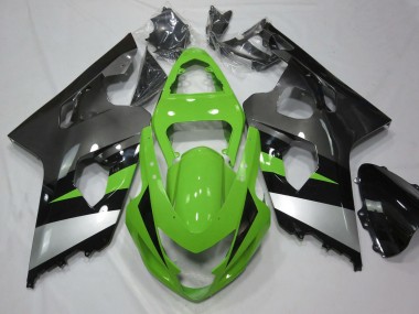 2004-2005 Suzuki GSXR 600 / GSXR 750 Motorcycle Fairing - Green Silver Glossy Black UK