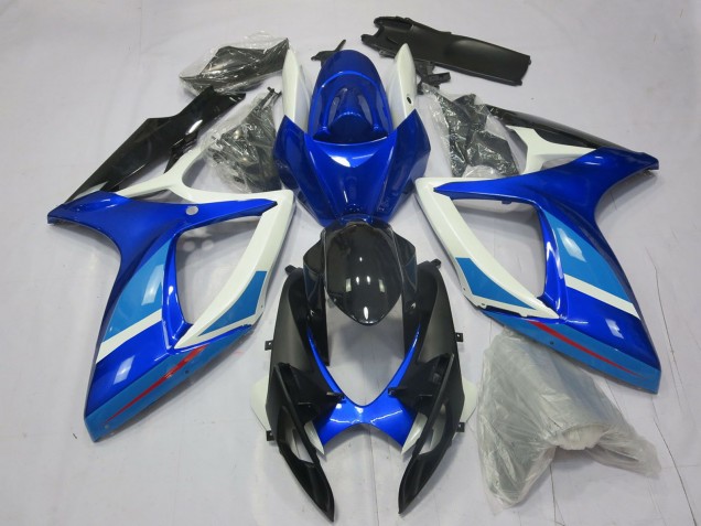 2006-2007 Suzuki GSXR 600 / GSXR 750 Motorcycle Fairing - White Blue Glossy Black UK