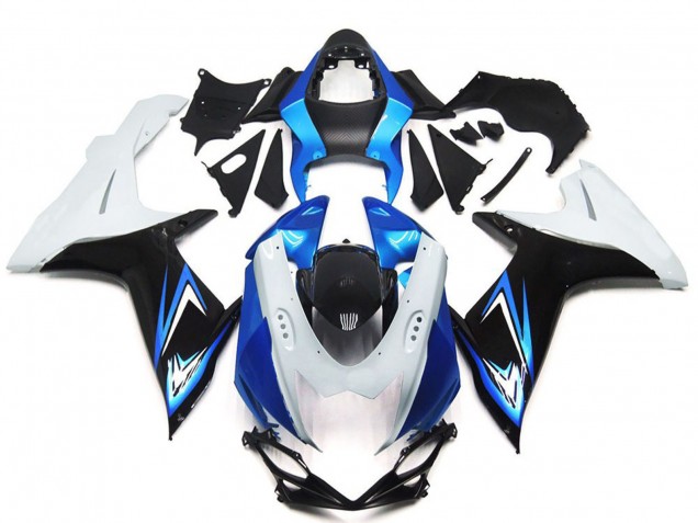 2011-2024 Suzuki GSXR 600 / GSXR 750 Motorcycle Fairings - White Light Blue Glossy Black UK