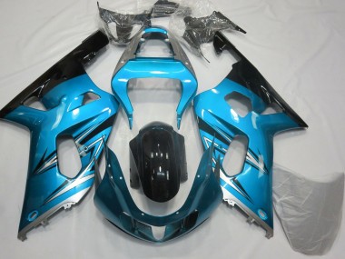2001-2003 Suzuki GSXR 600 / GSXR 750 Motorcycle Fairings - Light Blue Silver Glossy Black UK