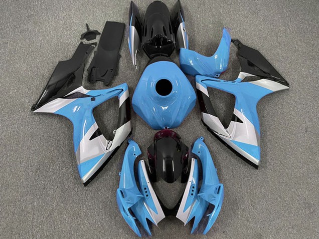 2006-2007 Suzuki GSXR 600 / GSXR 750 Motorcycle Fairings - Light Blue White Glossy Black UK
