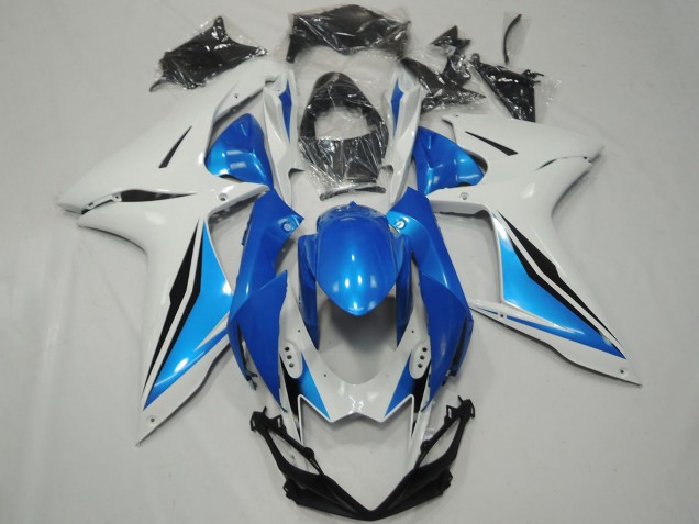2011-2024 Suzuki GSXR 600 / GSXR 750 Motorcycle Fairings - White Light Blue Glossy Black OEM Style UK