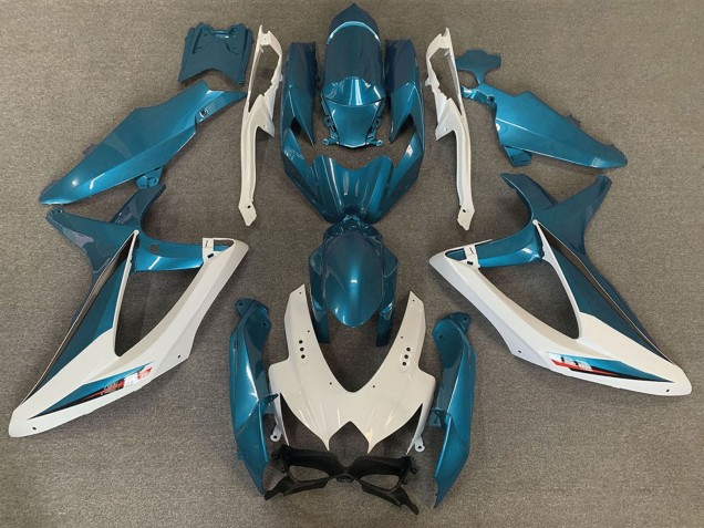 2008-2010 Suzuki GSXR 600 / GSXR 750 Motorcycle Fairings - White Light Blue OEM Style UK