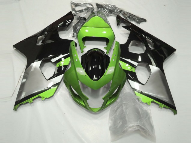 2004-2005 Suzuki GSXR 600 / GSXR 750 Motorcycle Fairings - Green Silver Glossy Black UK