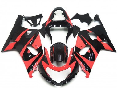 2001-2003 Suzuki GSXR 600 / GSXR 750 Motorcycle Fairings - Light Red Glossy Black OEM Style UK
