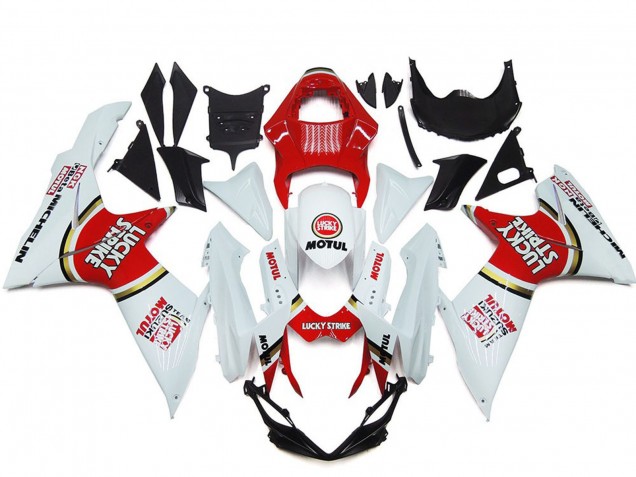 2011-2024 Suzuki GSXR 600 / GSXR 750 Motorcycle Fairings - White Red Motul Lucky Strike UK
