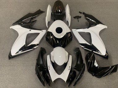 2006-2007 Suzuki GSXR 600 / GSXR 750 Motorcycle Fairings - White Glossy Black UK