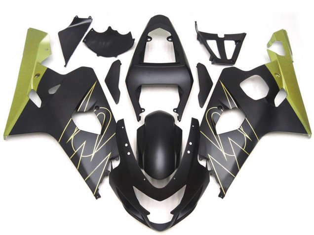 2004-2005 Suzuki GSXR 600 / GSXR 750 Motorcycle Fairings - Matte Black Gold Corona UK