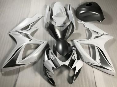 2006-2007 Suzuki GSXR 600 / GSXR 750 Motorcycle Fairings - White Grey Matte Black UK