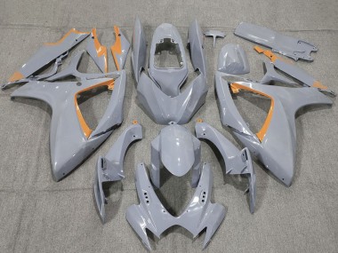 2006-2007 Suzuki GSXR 600 / GSXR 750 Motorcycle Fairings - Nardo Grey and Orange Trim UK