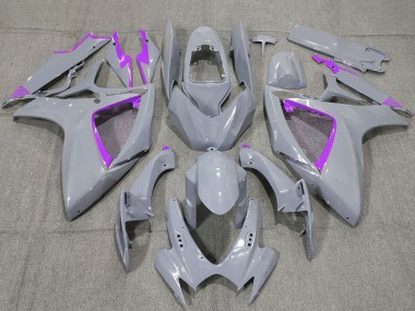 2006-2007 Suzuki GSXR 600 / GSXR 750 Motorcycle Fairings - Nardo Grey and Purple Trim UK