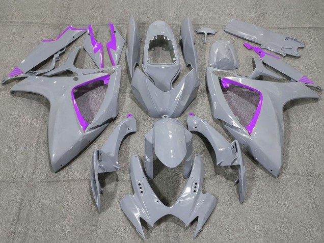 2006-2007 Suzuki GSXR 600 / GSXR 750 Motorcycle Fairings - Nardo Grey and Purple Trim UK