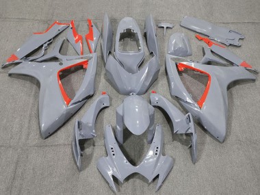 2006-2007 Suzuki GSXR 600 / GSXR 750 Motorcycle Fairings - Nardo Grey and Red Trim UK