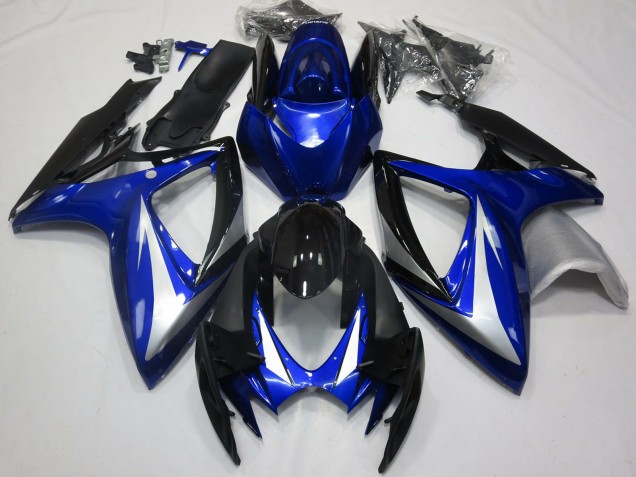 2006-2007 Suzuki GSXR 600 / GSXR 750 Motorcycle Fairings - Blue Silver Glossy Black OEM Style UK