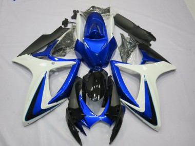 2006-2007 Suzuki GSXR 600 / GSXR 750 Motorcycle Fairings - White Blue Glossy Black OEM Style UK