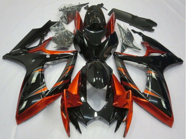2006-2007 Suzuki GSXR 600 / GSXR 750 Motorcycle Fairings - Orange Glossy Black UK