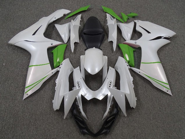 2011-2024 Suzuki GSXR 600 / GSXR 750 Motorcycle Fairings - Pearl White and Green UK