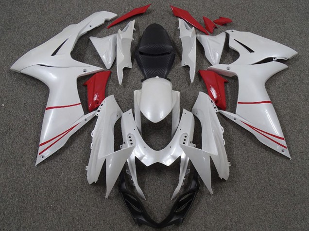 2011-2024 Suzuki GSXR 600 / GSXR 750 Motorcycle Fairings - Pearl White and Red UK