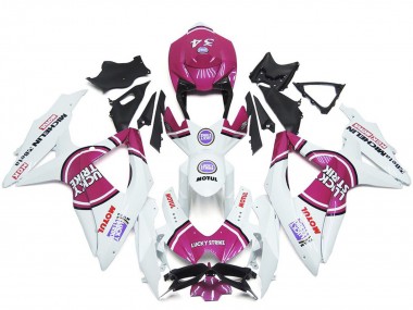 2008-2010 Suzuki GSXR 600 / GSXR 750 Motorcycle Fairings - White Pink Motul Lucky Strike 34 UK