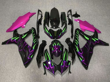 2008-2010 Suzuki GSXR 600 / GSXR 750 Motorcycle Fairings - Glossy black Pink Purple Green Flame UK