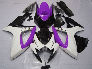 2006-2007 Suzuki GSXR 600 / GSXR 750 Motorcycle Fairings - Purple White Glossy Black Star UK