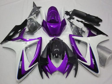 2006-2007 Suzuki GSXR 600 / GSXR 750 Motorcycle Fairings - Purple White Glossy Black UK