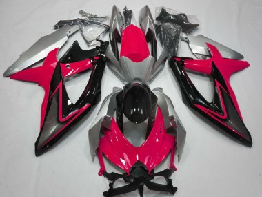 2008-2010 Suzuki GSXR 600 / GSXR 750 Motorcycle Fairings - Silver Red Glossy Black UK