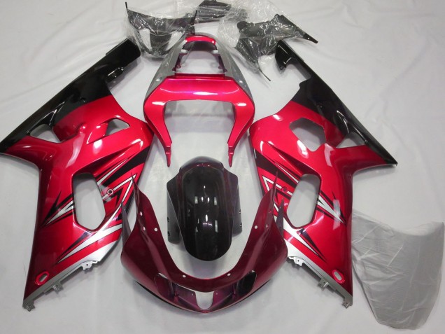 2001-2003 Suzuki GSXR 600 / GSXR 750 Motorcycle Fairings - Red Silver Glossy Black UK