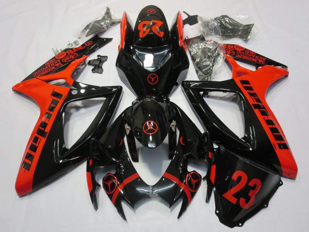 2006-2007 Suzuki GSXR 600 / GSXR 750 Motorcycle Fairings - Red Glossy Black Jordan 23 UK