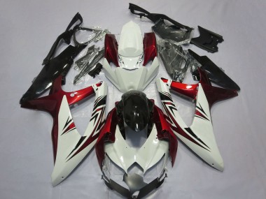2008-2010 Suzuki GSXR 600 / GSXR 750 Motorcycle Fairings - White Red Glossy Black UK