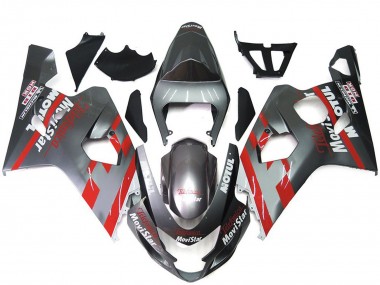 2004-2005 Suzuki GSXR 600 / GSXR 750 Motorcycle Fairings - Silver Red MoviStar UK