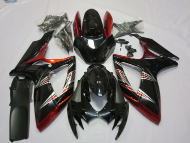 2006-2007 Suzuki GSXR 600 / GSXR 750 Motorcycle Fairings - Red Glossy Black UK