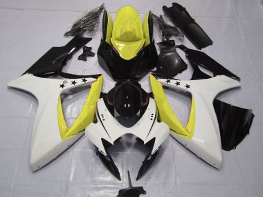 2006-2007 Suzuki GSXR 600 / GSXR 750 Motorcycle Fairings - Yellow White Glossy Black Star UK