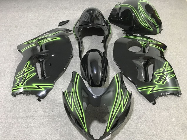 1996-2007 Suzuki GSXR 1300 Motorcycle Fairings - Glossy Black Green Lightning UK