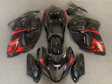 2008-2020 Suzuki GSXR 1300 Motorcycle Fairings - Glossy Black with Red Logo UK