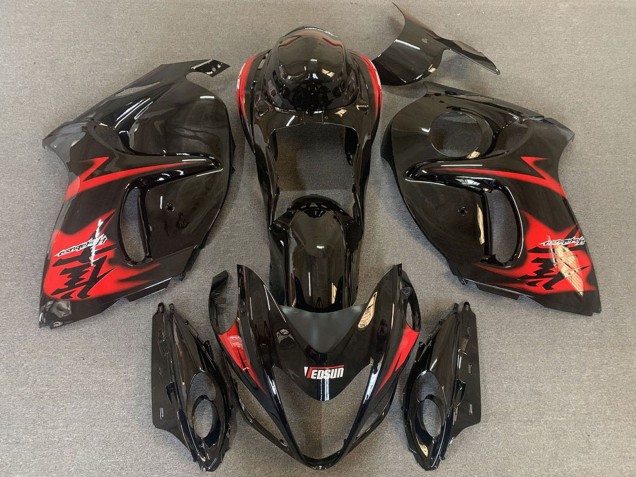 2008-2020 Suzuki GSXR 1300 Motorcycle Fairings - Glossy Black with Red Logo UK