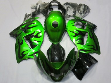 1996-2007 Suzuki GSXR 1300 Motorcycle Fairing - Green Black Flame UK