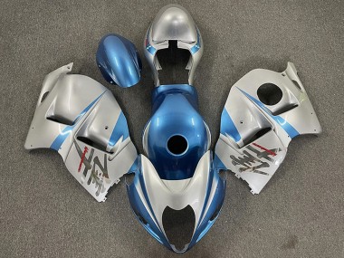 1996-2007 Suzuki GSXR 1300 Motorcycle Fairings - Glossy Light Blue and Silver UK