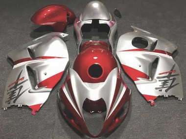1996-2007 Suzuki GSXR 1300 Motorcycle Fairings - Glossy Red and Silver UK