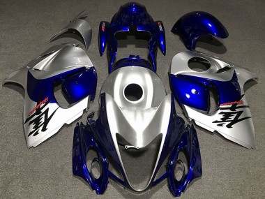 2008-2020 Suzuki GSXR 1300 Motorcycle Fairings - Glossy Silver and Blue UK