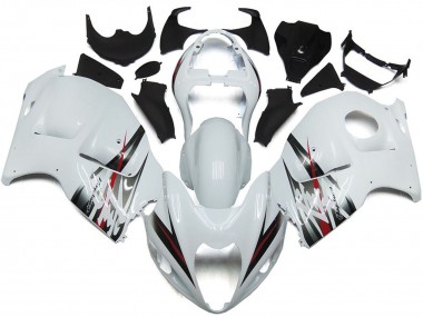 1996-2007 Suzuki GSXR 1300 Motorcycle Fairings - Glossy White and Silver Style UK