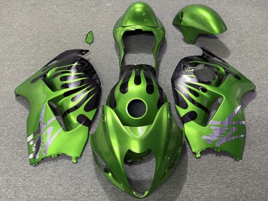 1996-2007 Suzuki GSXR 1300 Motorcycle Fairings - Green Black Flame UK