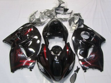 1996-2007 Suzuki GSXR 1300 Motorcycle Fairings - Red Glossy Black UK