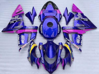 2004-2005 Kawasaki ZX10R Motorcycle Fairings - Blue and Pink Trick Star UK