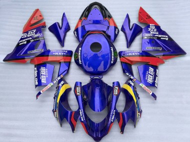 2004-2005 Kawasaki ZX10R Motorcycle Fairings - Blue and Red Trick Star UK