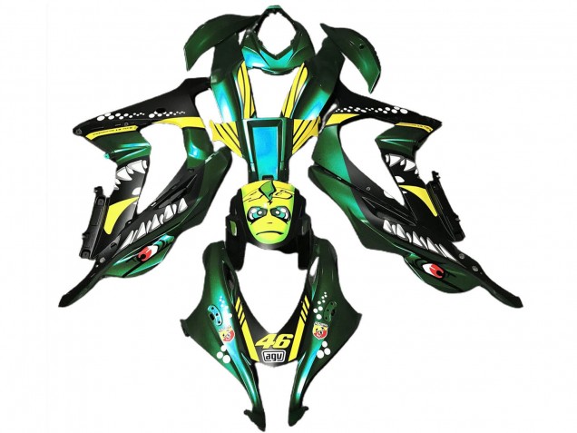 2016-2020 Kawasaki ZX10R Motorcycle Fairings - Forest Green Yellow Shark 46 UK