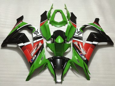 2011-2015 Kawasaki ZX10R Motorcycle Fairings - Green Red White Black Elf Motocard 66 UK
