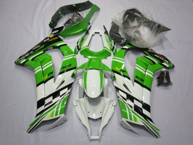 2011-2015 Kawasaki ZX10R Motorcycle Fairing - White Green Yellow Black Maxxis Dunlop UK