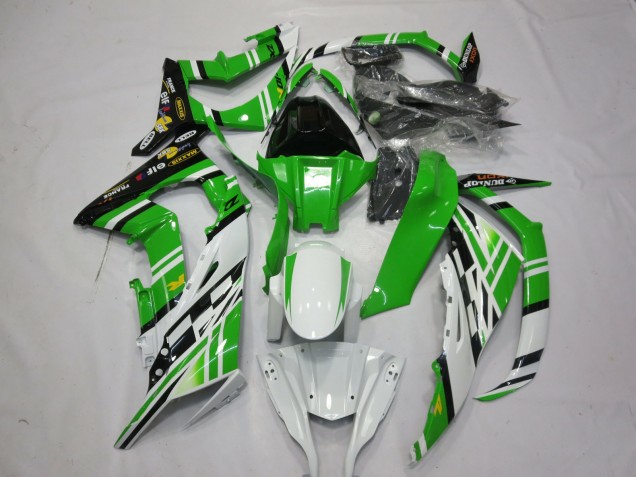 2011-2015 Kawasaki ZX10R Motorcycle Fairings - White Green Yellow Black Maxxis Dunlop UK